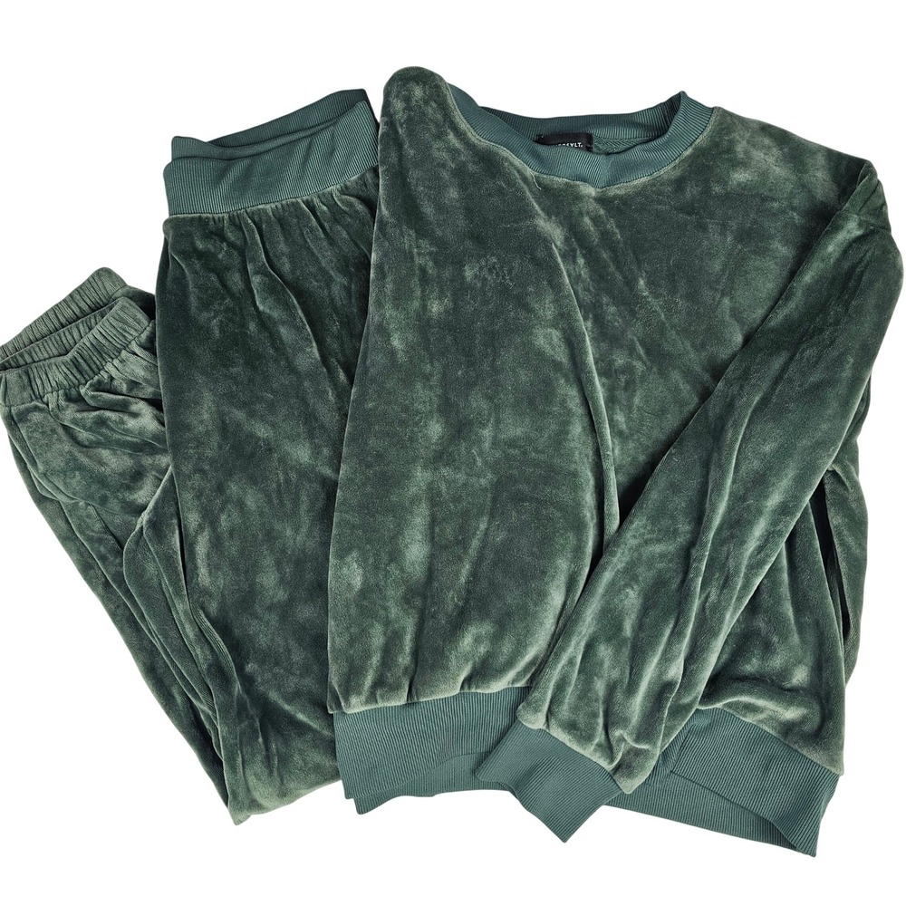 Summersalt Women's Velour Lounge Set Forest Green Sweatshirt Joggers Size M